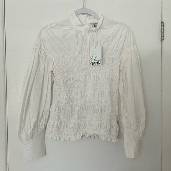 NWT GANNI WHITE BLOUSE - Picture 3 of 6